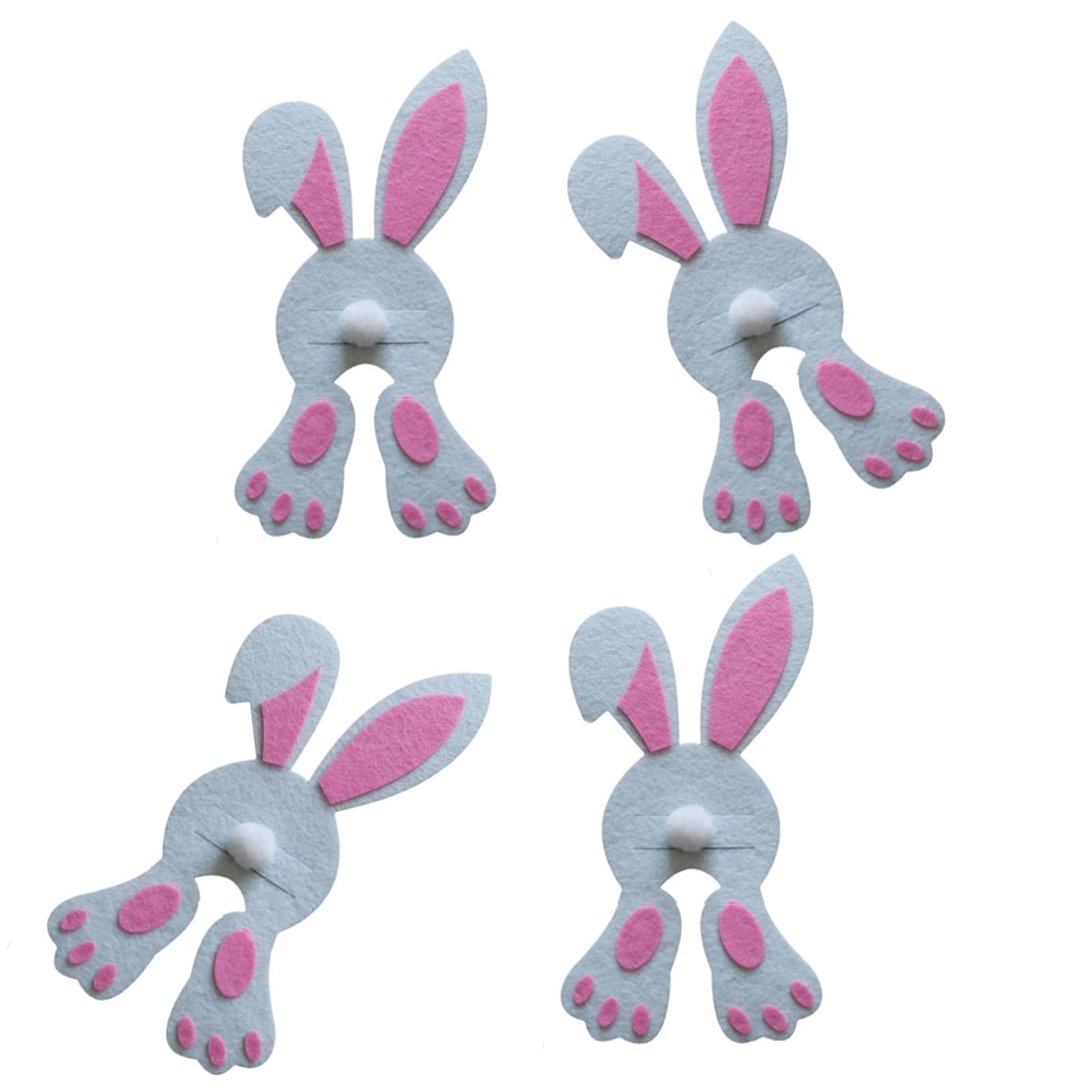 Hsioluted 4Pcs Rabbits Shape Pocket Cutlery Bag Easters Silverware Holder Tableware Decorations Cutter Fork Flatware Bags Gift Rabbits Shape Pocket Cutlery Bag Decoration Supplies Friend