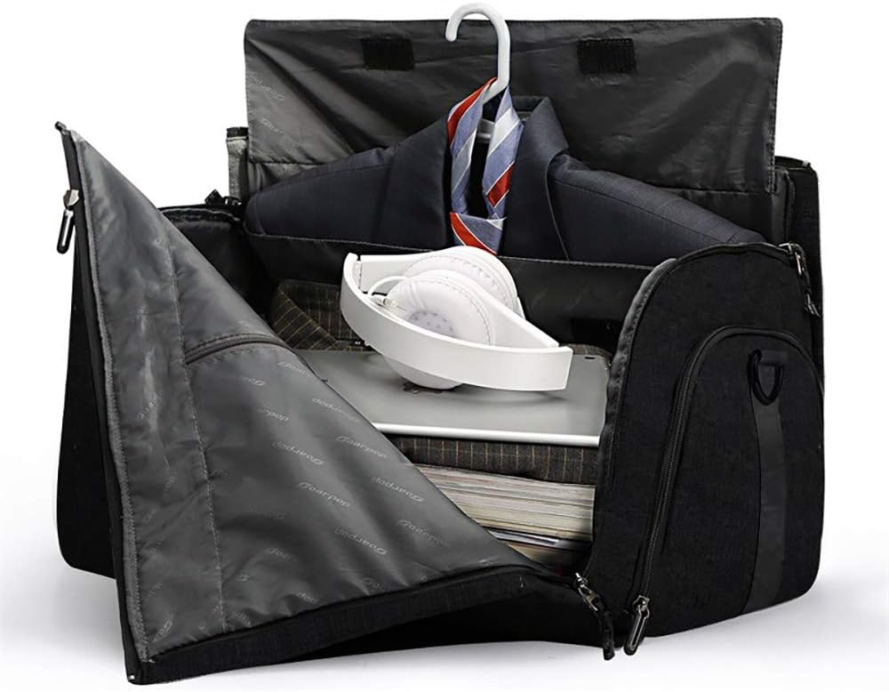 Foldable Garment Bag Carry on Duffel Bag Travel Bag for Men and Momen Flight Bag Weekender Travel Suit Bag (black)