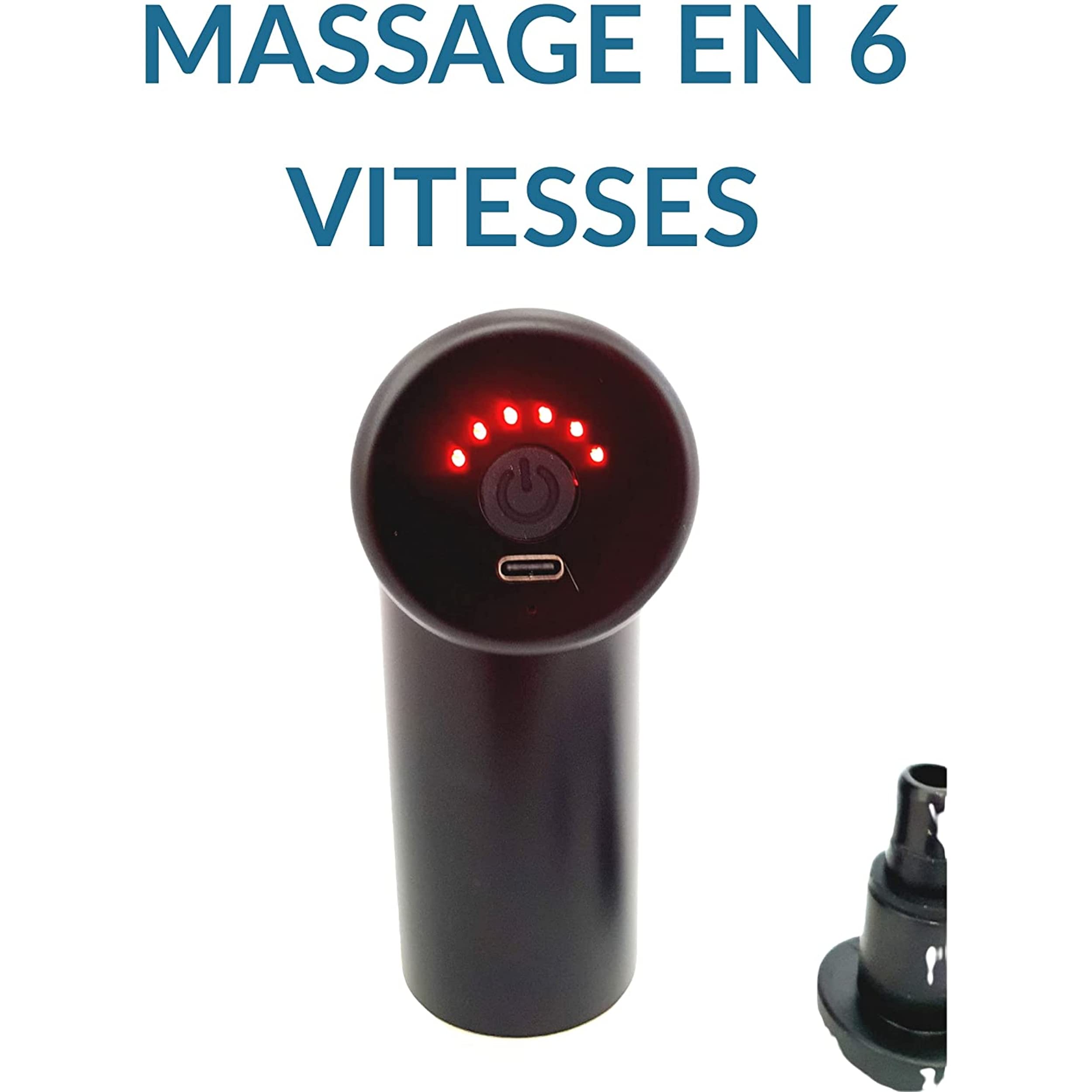 Pistola de masaje muscular silenciosa de 6 velocidades, 4 cabezales de masaje para aliviar el dolor y rigidez muscular ayuda a relajarse y reduce la fatiga. Este masaje proporciona una relajación