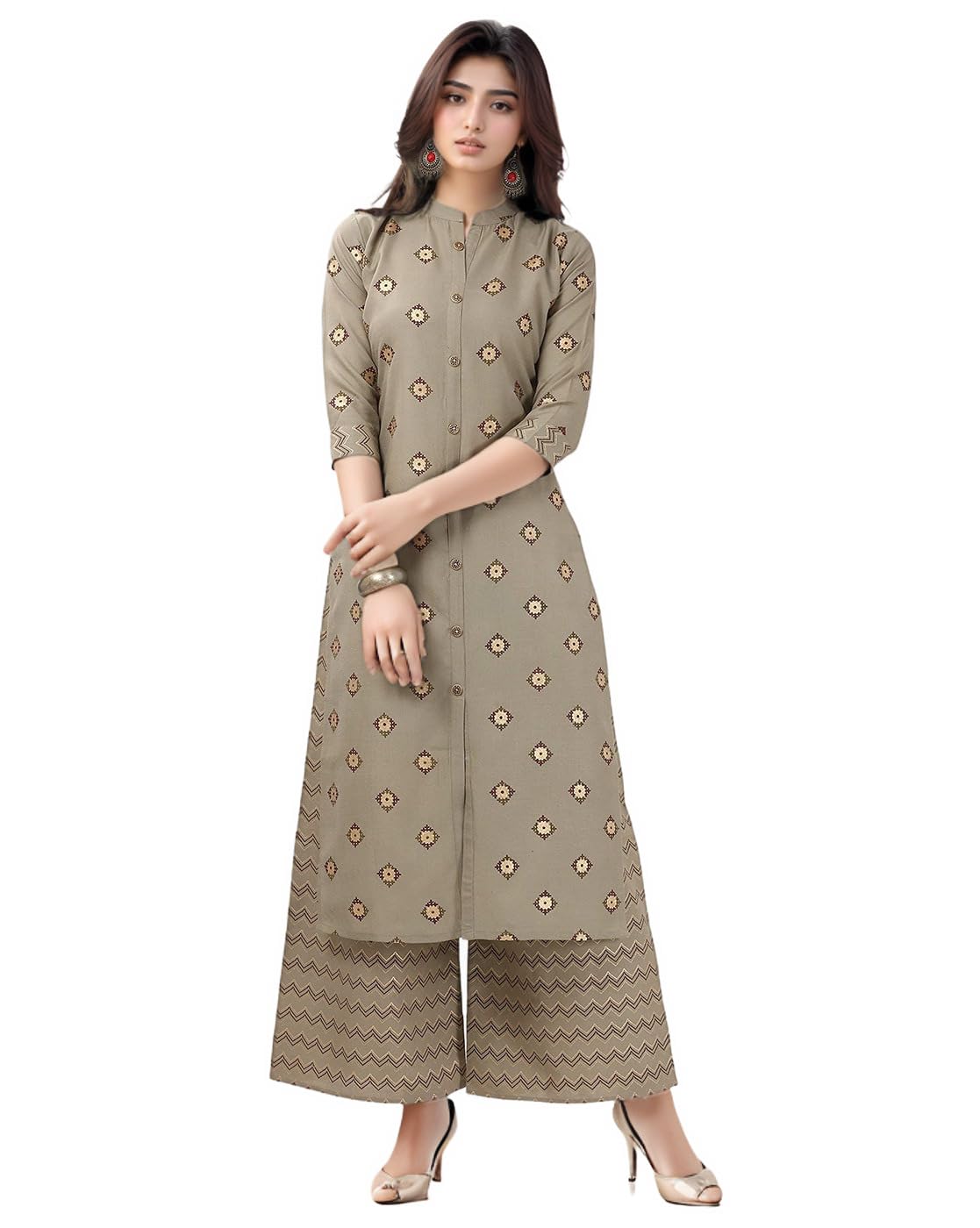 Shienzy Women's Cotton Blend Regular Kurta Pant Set (1654_Bg_2Xl_Beige