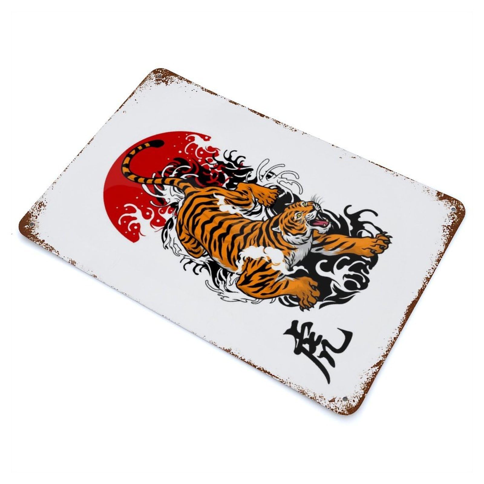 Japanese Tiger Retro Metal Sign 11.8"x7.9", for Pub, Kitchen And Man Cave Decor, Retro Wall Decor