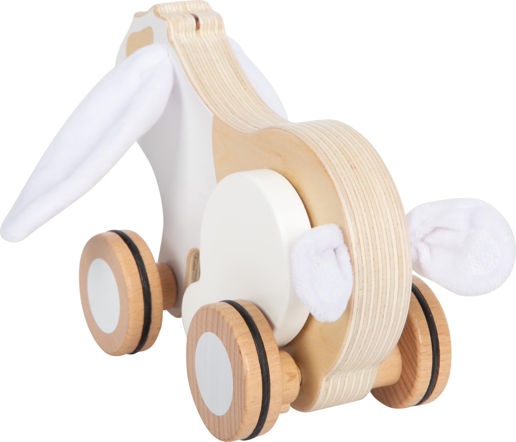 small foot Pull-Along Rabbit, crinkly Ears, Wood, Rubberised Wheels, Trains Motor & Walking Skills, Ages 1+ yr, 12551