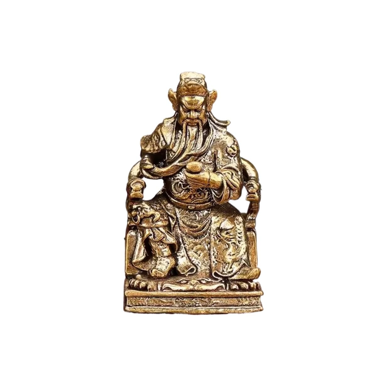 Aottsd Golden Feng Shui Traditional Chinese Copper Statue Of Guan Yu, 3Cm * 5.1Cm