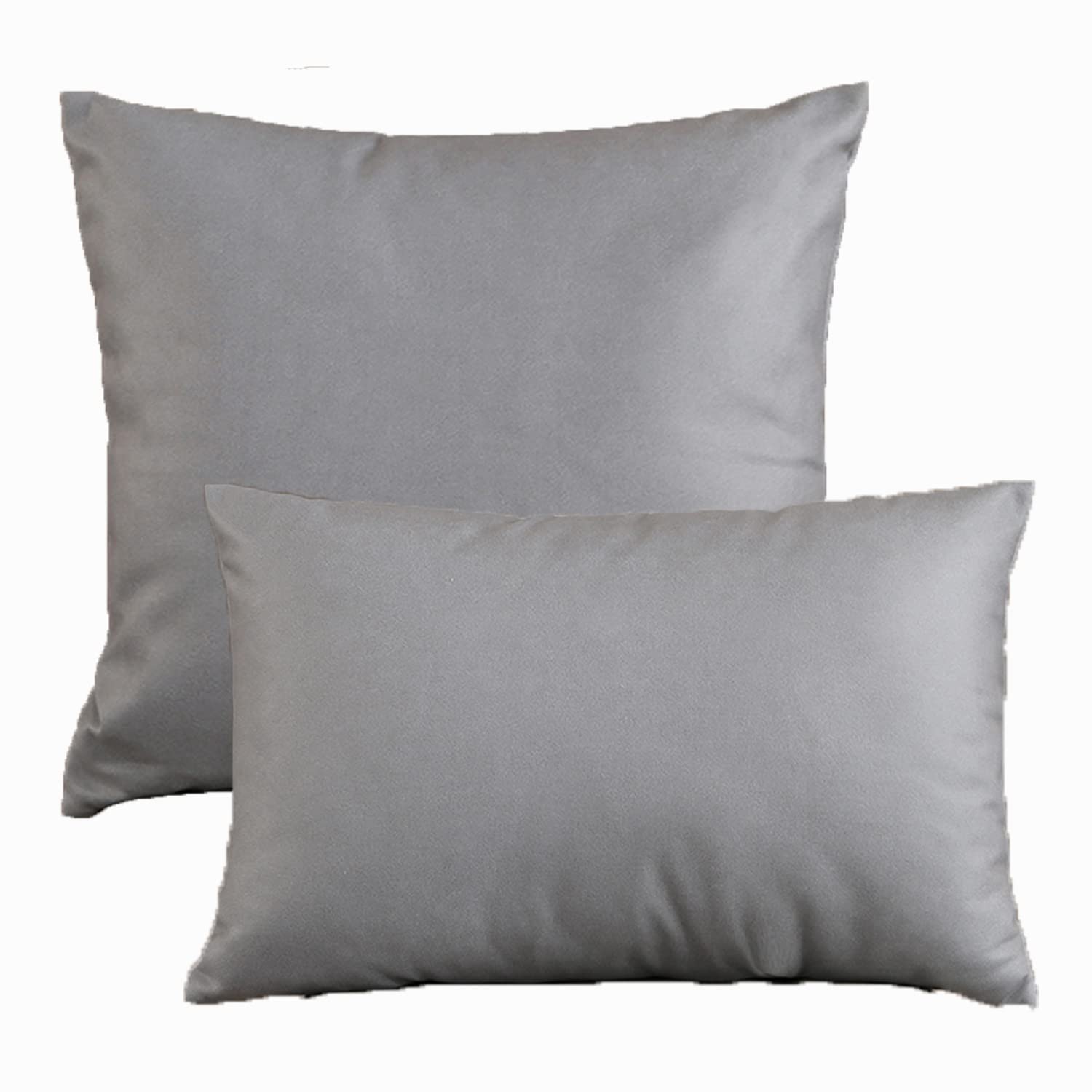 Federa per cuscino in tessuto tecnico, quadrata, decorativa, per divano e soggiorno (colore grigio chiaro, 40 x 60 cm, set da 4)