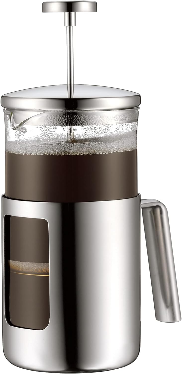 WMF Kult Coffeepress 1l, French Press, Kaffeebereiter für 6 Tassen, Glas, Cromargan Edelstahl mattiert, spülmaschinengeeignet
