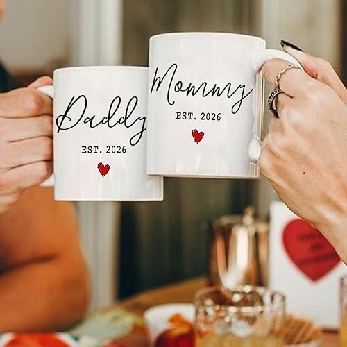Miniatura 2 de EST 2026 - Juego de tazas de café para papá y mamá, regalos para mamá por primera vez, regalo de papá por primera vez, regalos de tazas para futuros
