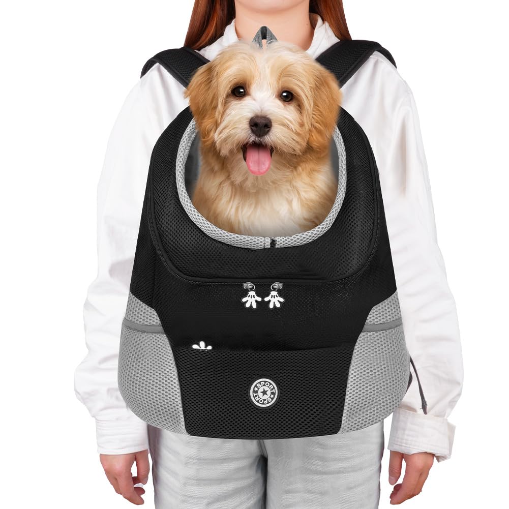 Zaino per Cani e Gatti Regolabile 6-9 kg Traspirante Portatile con Tasche Frontali