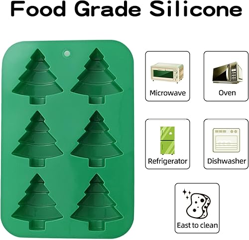 Miniatura 5 de Molde para pastel de Navidad, 2 moldes de silicona para árbol de Navidad, para jabón, cubitos de hielo, bombas, velas para hornear