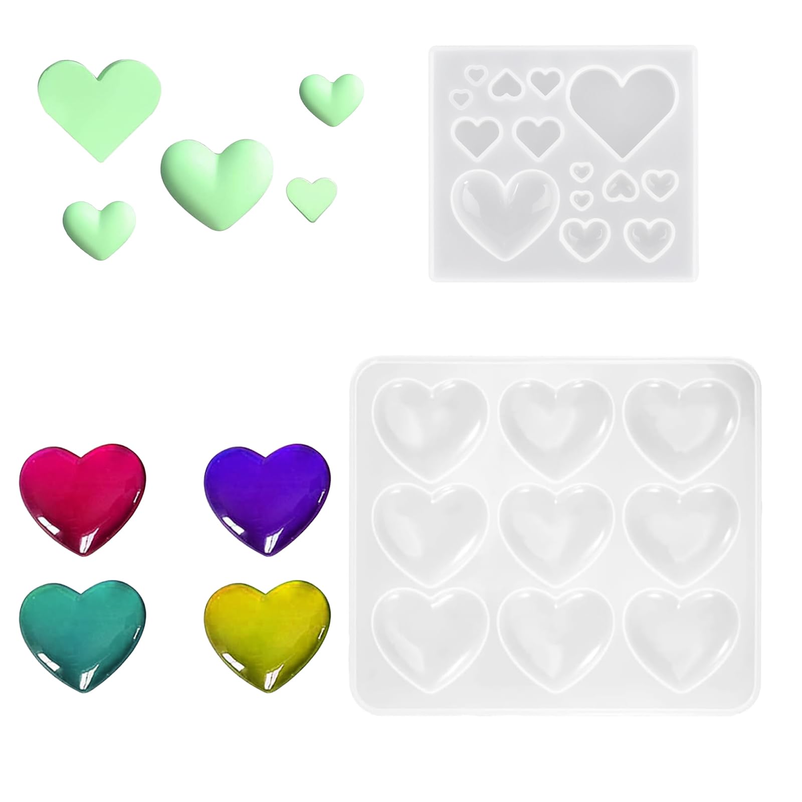 Doppio cuore grande stampo in silicone per vassoio, stampi per piatti a forma di cuore, vassoio decorativo per piatti a forma di cuore, stampo in cemento, stampo in resina epossidica