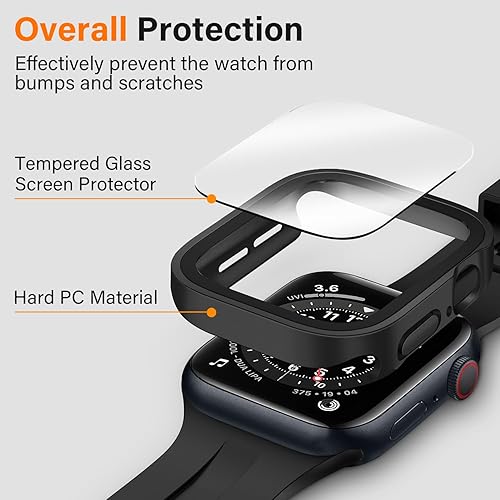 Miniatura 2 de Amizee Paquete de 2 fundas compatibles con Apple Watch de 1.732 pulgadas Series 654SE con protector de pantalla integrado, borde recto de