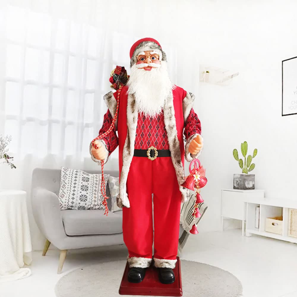 Père Noël électrique, décoration animée grandeur nature pour intérieur ou extérieur, fête, pelouse, vacances