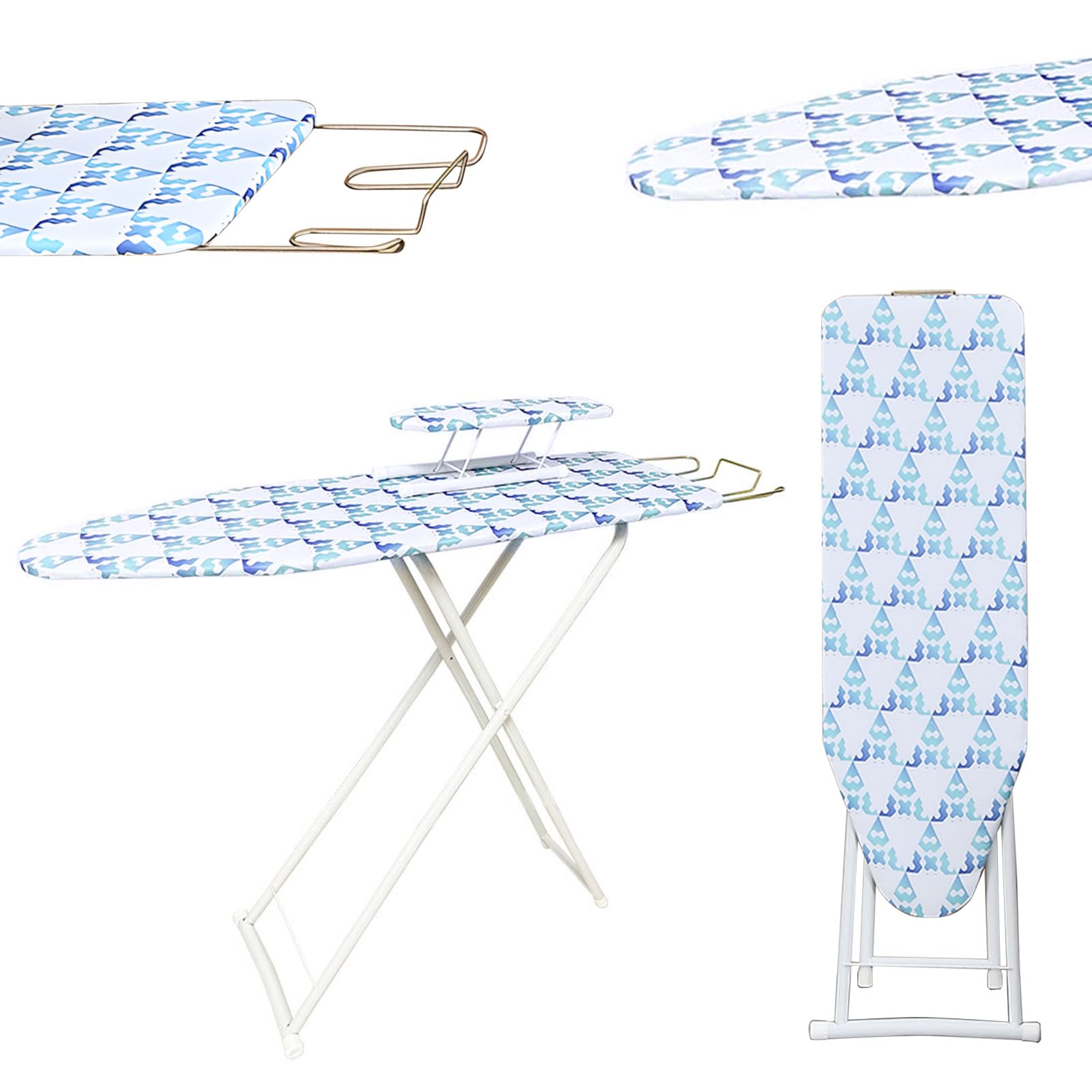 42 inch Ironing Board, Iron Board with Stainless Steels Iron Rest,Ironing Table Height Adjustable,Collapsible, Space Savier Ironing Table (Neon)
