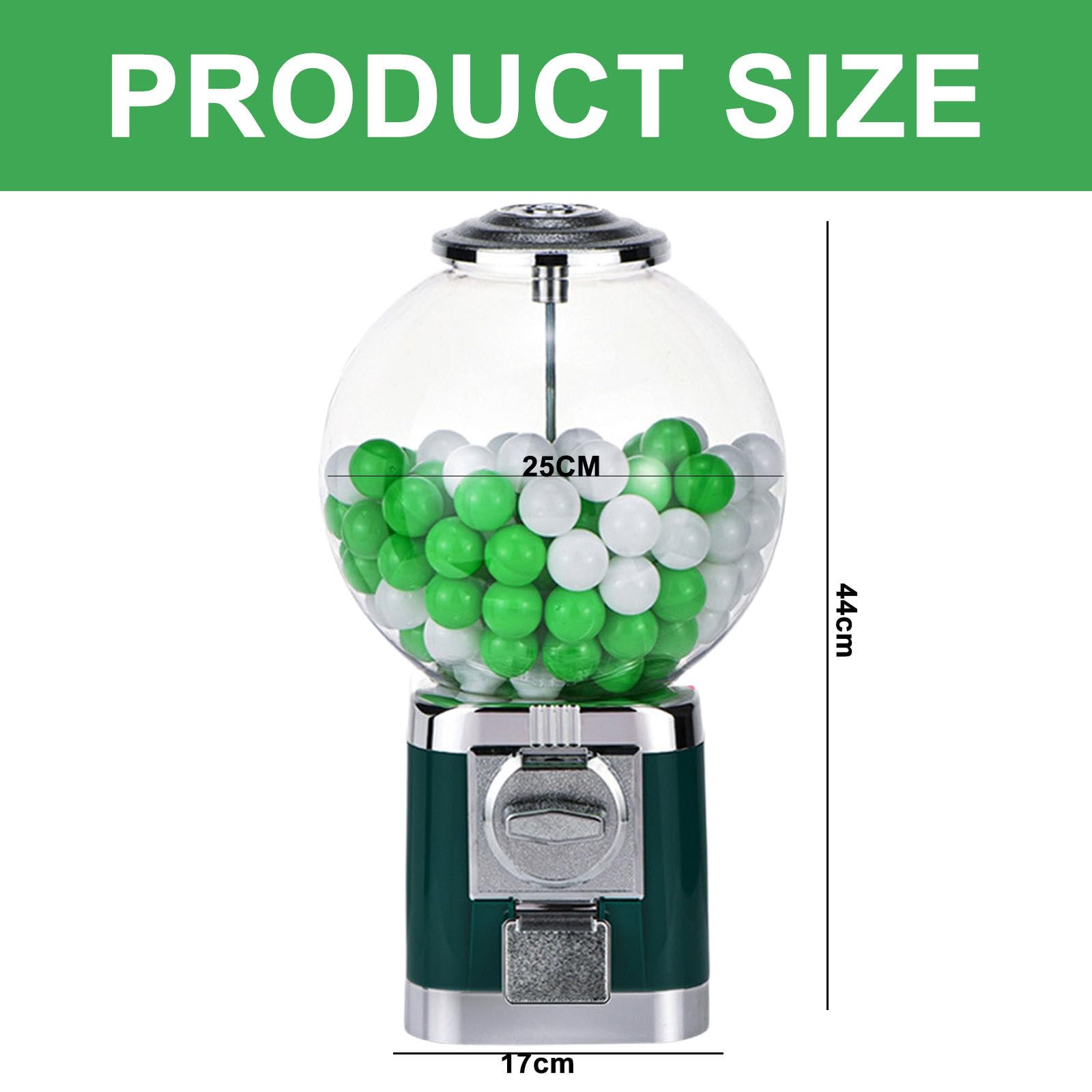 Distributeur Automatique Professionnel, Verrouillable Grande Capacité avec Clé, pour Gommes et Capsules, Distributeur de Jouets pour Magasins de Jeux Green