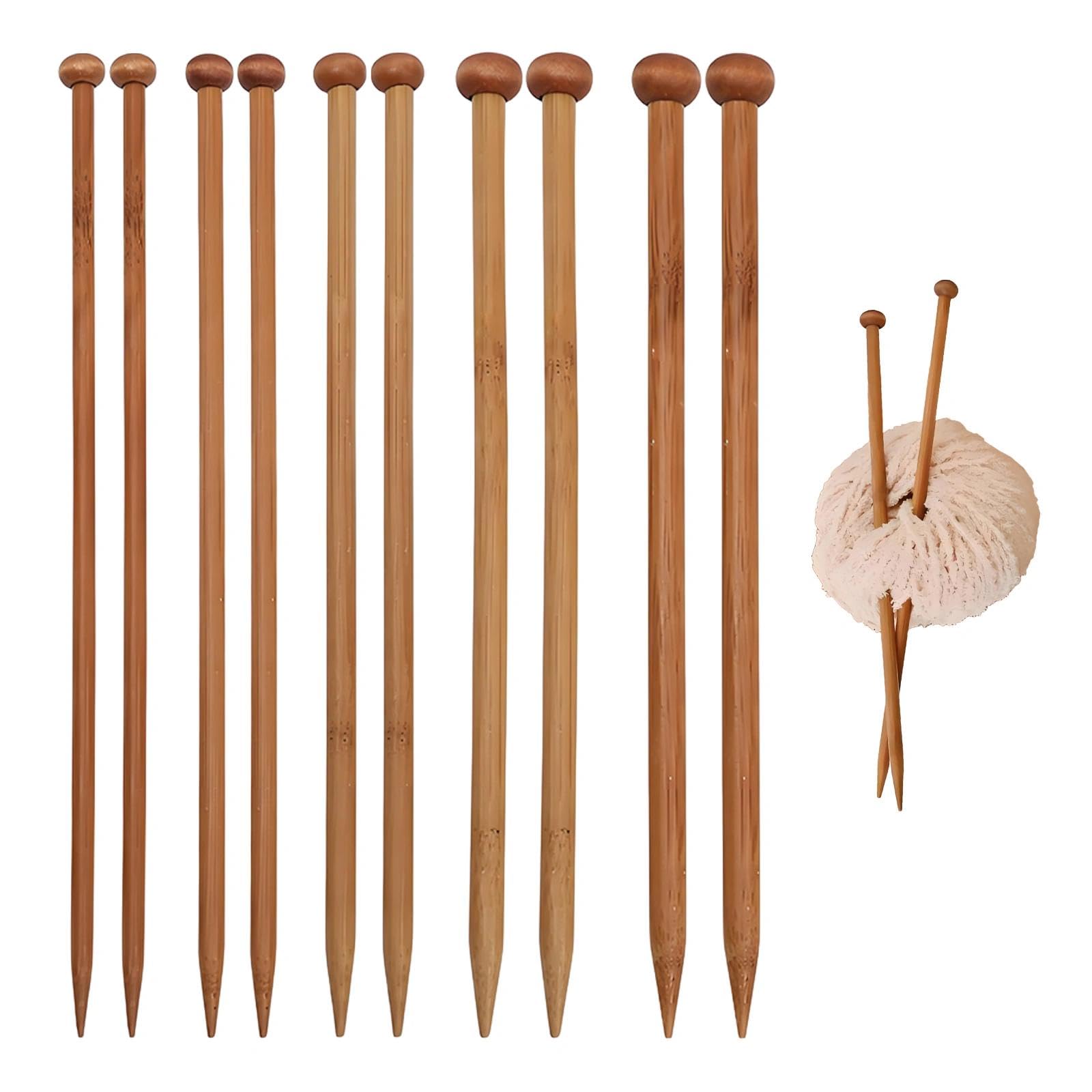 Huilate Brown Bamboo Knitting Needles 10Pcs Wooden Knitting Needles In Different Sizes For Diy Handmade Blanket Sweater Scarf For Beginner (6Mm,7Mm,8Mm,9Mm,10Mm)