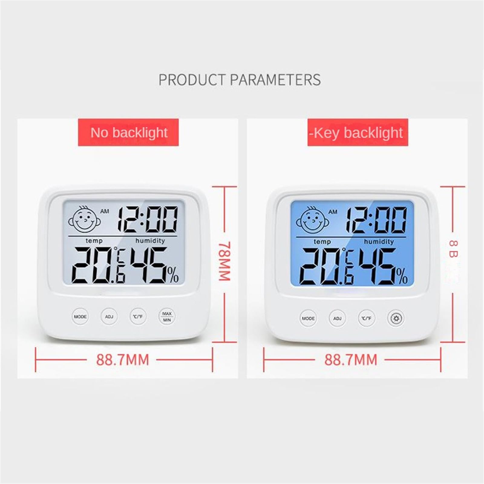 Digitales Thermometer mit Hintergrundbeleuchtung, Hygrometer, präzises elektrisches Temperatur- und Feuchtigkeitsmessgerät, Wetterstation for Zuhause