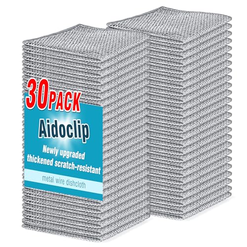 Aidoclip 30PCS Non Scratch Steel Wool Dishcloth Scrubber Pads Kitchen Set