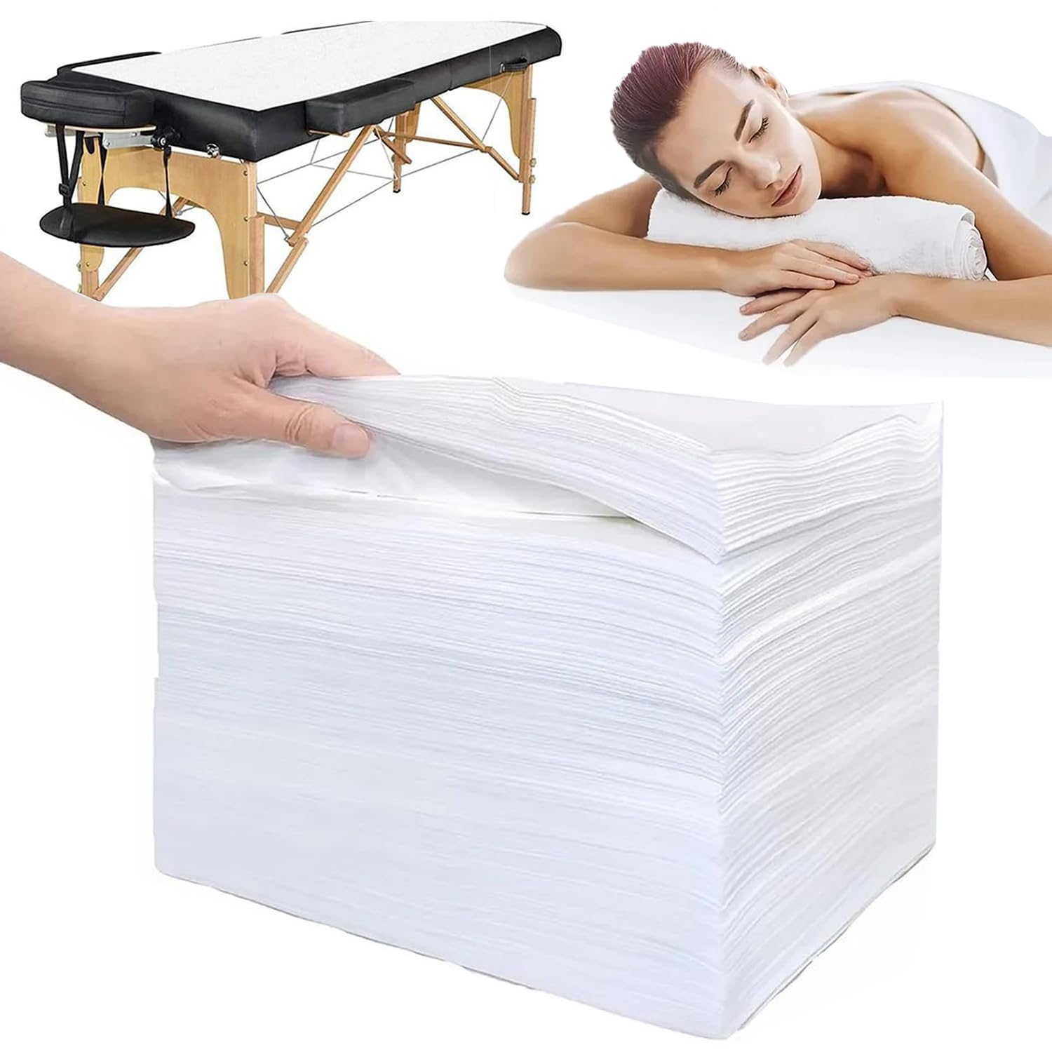 200 Pezzi Lenzuola Usa e Getta,100*200 Cm Lenzuola Da Massaggio,Non Tessuto Traspirante Copriletto Cosmetici,Per Saloni Di Bellezza,Spa,Massaggi,Hotel (Bianco)
