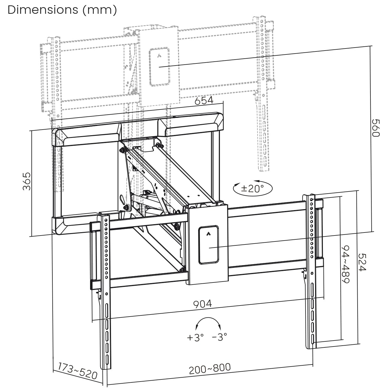 My Wall Soporte de Pared eléctrico para televisores motorizados HP65AL con Control por Voz o aplicación y Mando a Distancia, para 43"-90", Carga de 50 kg, Altura Ajustable, orientable