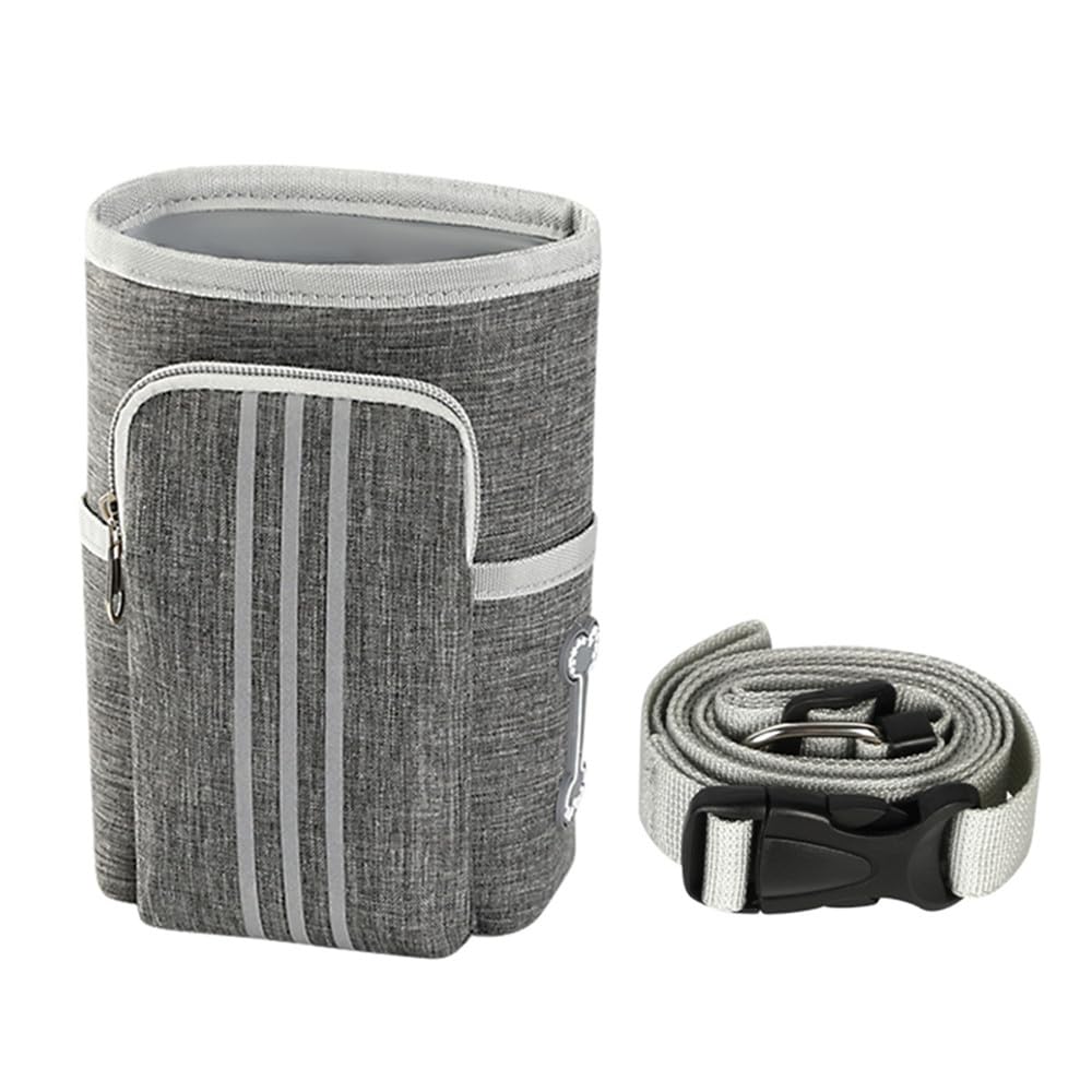 Sacca per Cani Portatile, con Ventosa Magnetica per Cani, per Snack, per Cani e addestramento, con Dispenser per Sacchetti, da Appendere (Grigio)