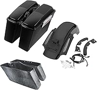 Vista 24 de TCMT Alforjas duras + guardabarros trasero LED para Harley Touring Road King Electra Glide Street Glide Road Glide Ultra Classic 2009-2013