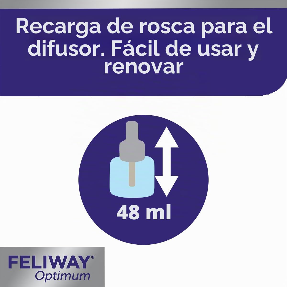 Ceva Feliway Optimum frasco de recarga de 30 días | Pack de 2 | 2 x 48 ml | Puede ser útil para reducir el estrés en gatos | Apto para cualquier etapa de la vida