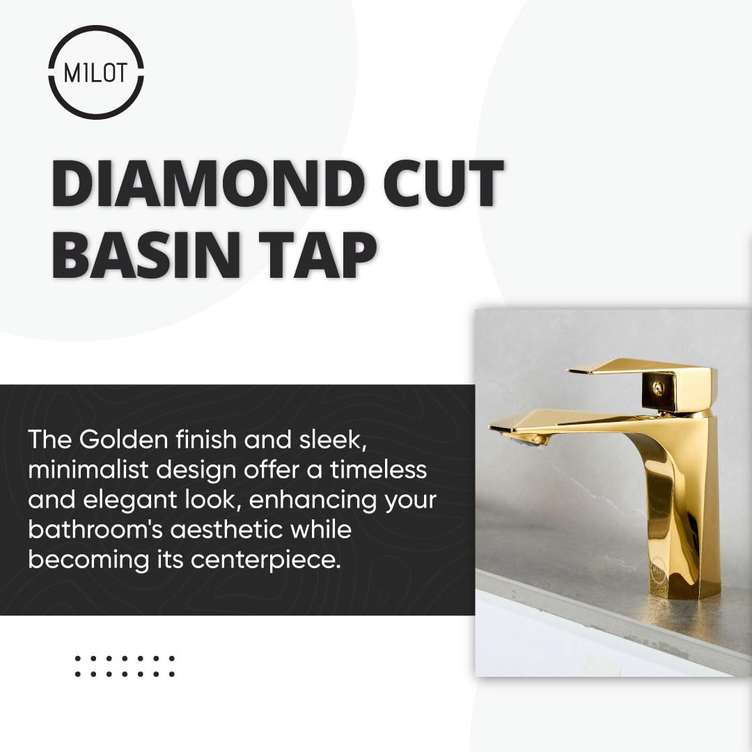 MILOT Single Lever Luxury Basin Tap, Titanium Gold - Image 2