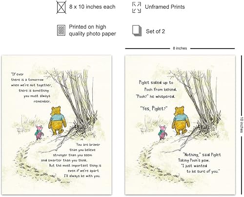 Miniatura 2 de A. A. Milne Wall Art & Decor Poster Set 8x10 - Girls Bedroom Decor - Kids, Boys Room, Baby Nursery Decor - Wall Decor for Toddler - Always Remember