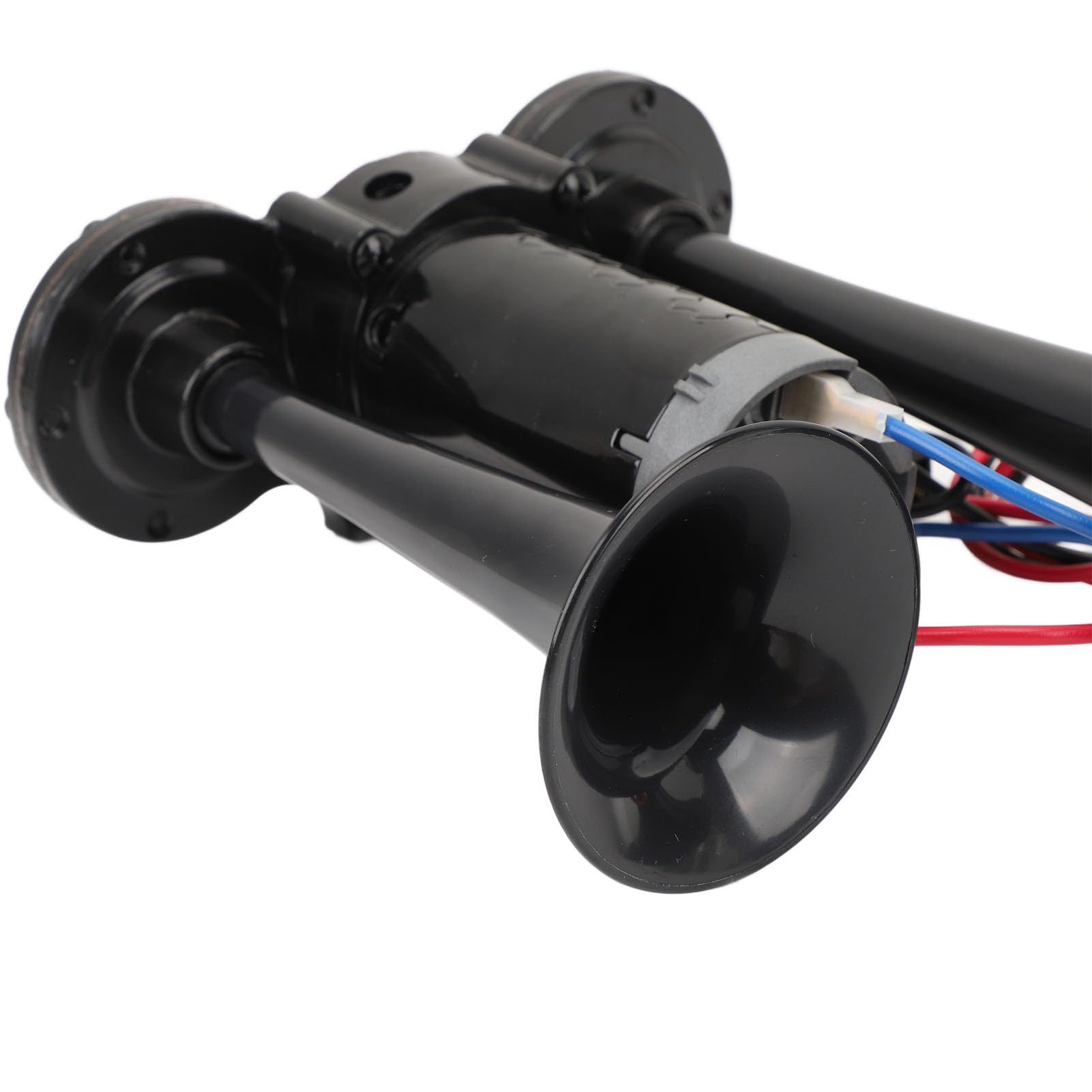 SIXRUN Clacson ad Aria Doppia Tromba 130 dB, 24V con Compressore, Metallo Cromato, per Camion Yacht Treni