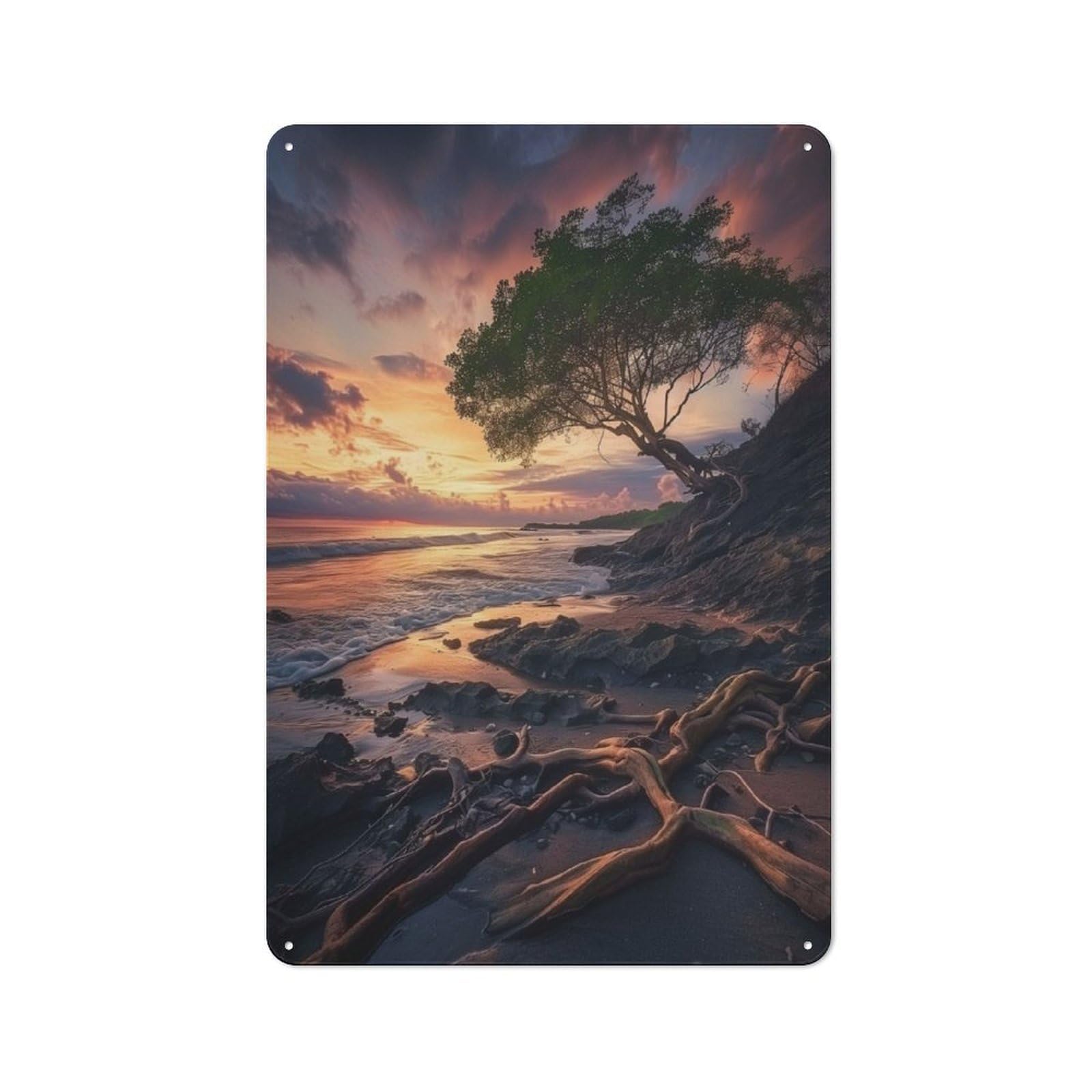 Junmoney Glowing Roots At Sundown Decorative Tin Plaque With Design 30X20cm, Classic Novelty Wall Art For Flat, Dorm Room, Lounge Or Cafe