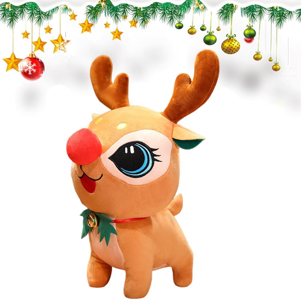 LKNBIF Christmas Reindeer Stuffed Animal, Christmas Decorations Elk Plush Toy, Cute Reindeer Soft Plush Doll, Xmas Plushie Stuffed Toys, Xmas Decorations Party Kids B