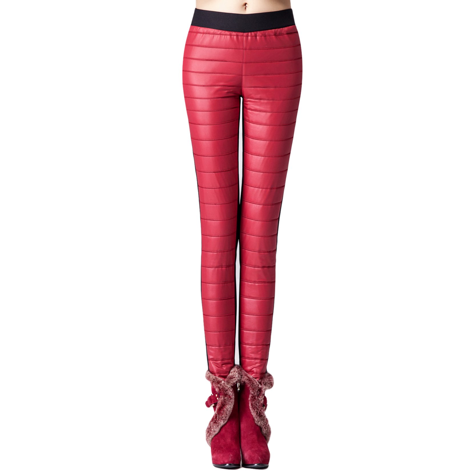 Cotton Padding Women Pants Elastic Waist Ladies Pants Pink