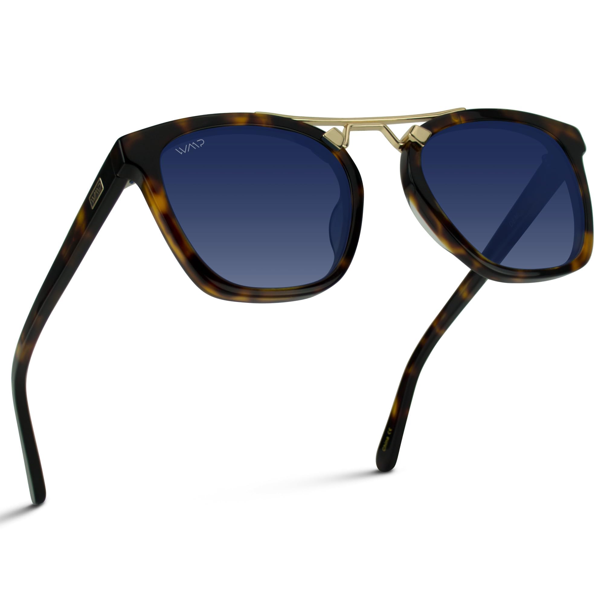 WearMe Pro WMP Eyewear - Women's Oversized Polarized Sunglasses: Square Vintage Style with Metal Double-Bar Bridge