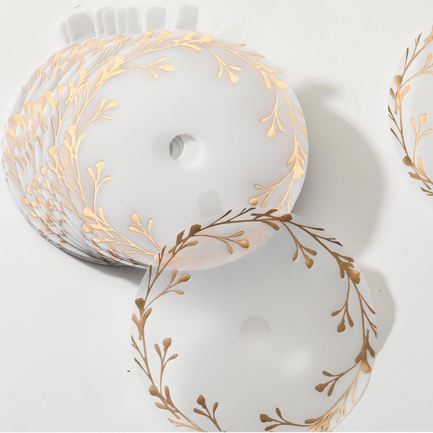 CDXHOME Candle Dust Covers |100pcs Floral Translucent Kraft for Candle or Craft Fragrance Candles Decoration | Candle Topper Protection Accessories (3.38in/8.5cm