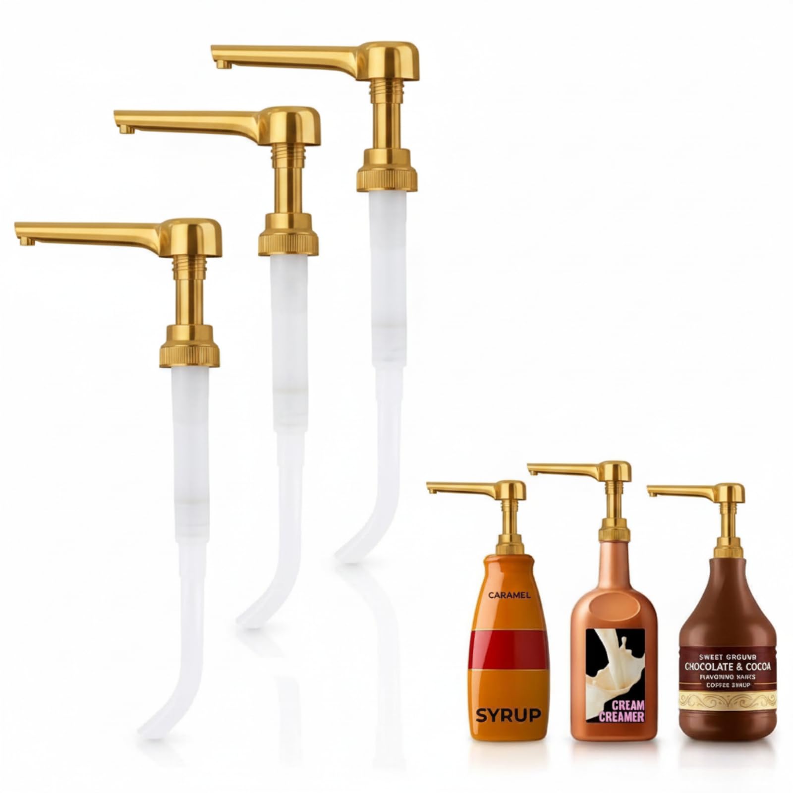 Tanlade 3 Pack Syrup Pump Dispenser, Sauce Pump for 64oz Bottles