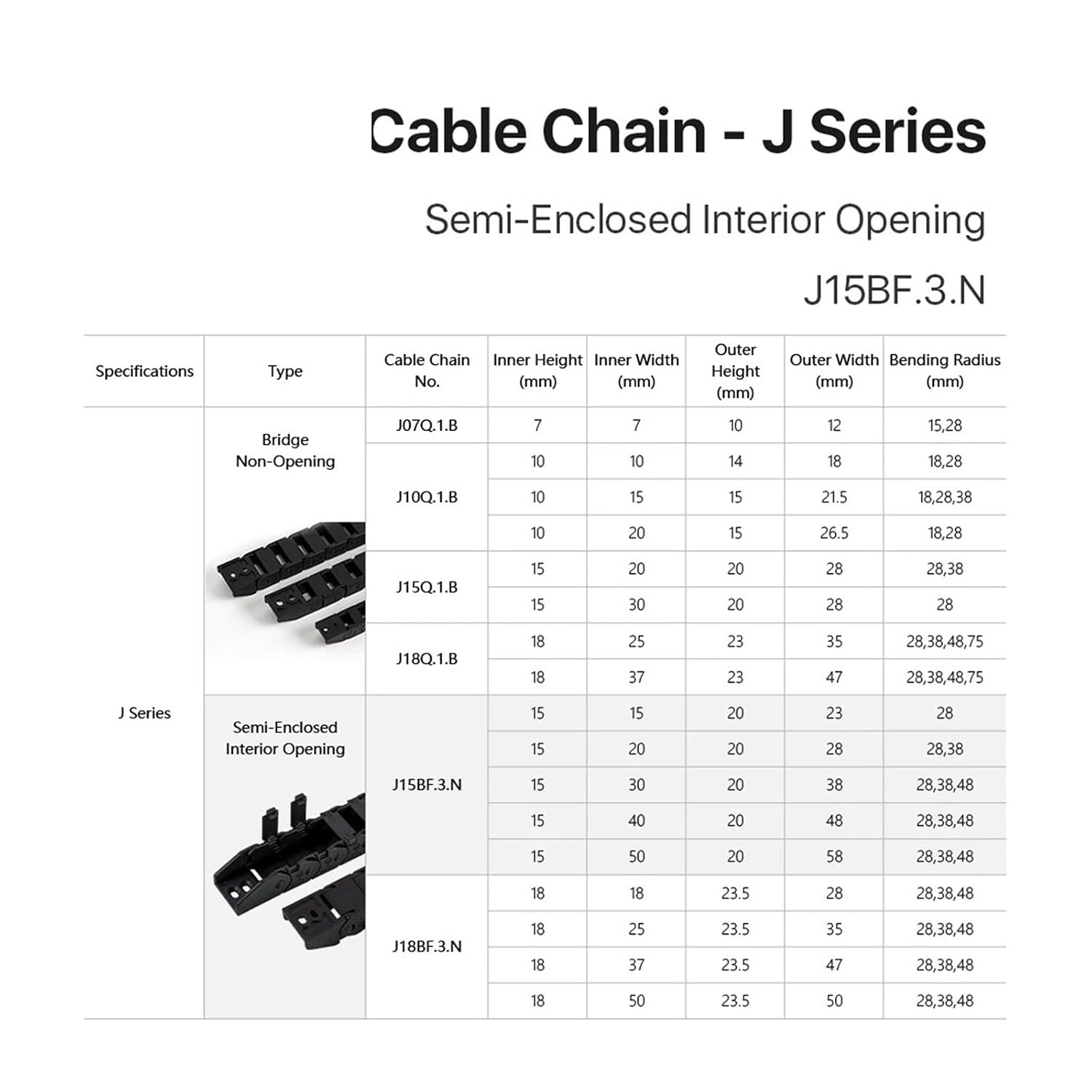 1M Cable Chain Semi-Enclosed Interior Opening 15x15 15x20 15x30 Drag Plastic Towline Transmission Machine Accessories