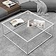 Couchtisch Quadrat Glas Weiß, Quadratischer Couchtisch Aus Glas, Beistelltisch Wohnzimmertisch Couchtische Glastisch Rechteckig, Coffee Table Quadrat für Wohnzimmer Büro, Metallgestell, 67x67x40 cm