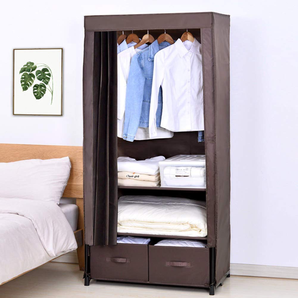 MU Armario Oxford de tela simple, armario de lienzo ensamblado plegable Tubo de hierro pintado reforzado engrosado, armario de dormitorio para camping (175 * 78 * 50 cm)