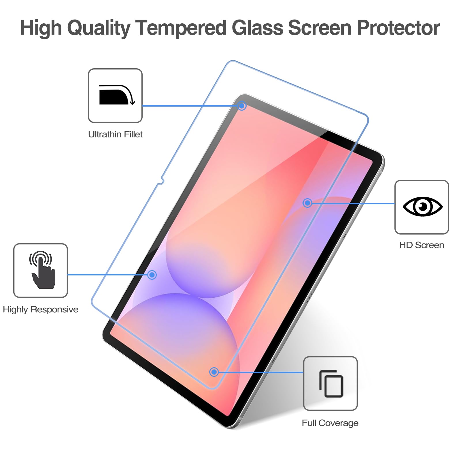 1 protector de pantalla para tablet Galaxy Tab S11/Tab S10 Lite/Tab S10 FE 2025/Tab S9 FE 10.9 / Tab S9 2023/Tab S8 2022/Tab S7 2020 11 pulgadas, protector de pantalla de vidrio templado de 3