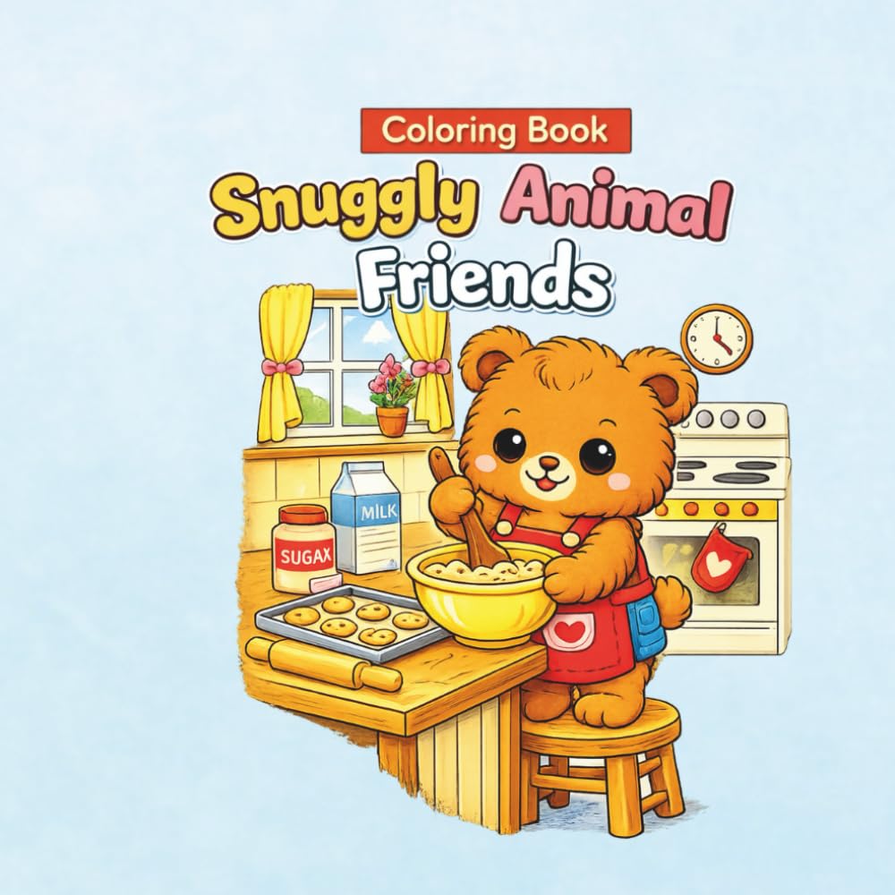 Snuggly Animal Friends: Fun, Simple, and Adorable Animal Coloring Pages for Kids
