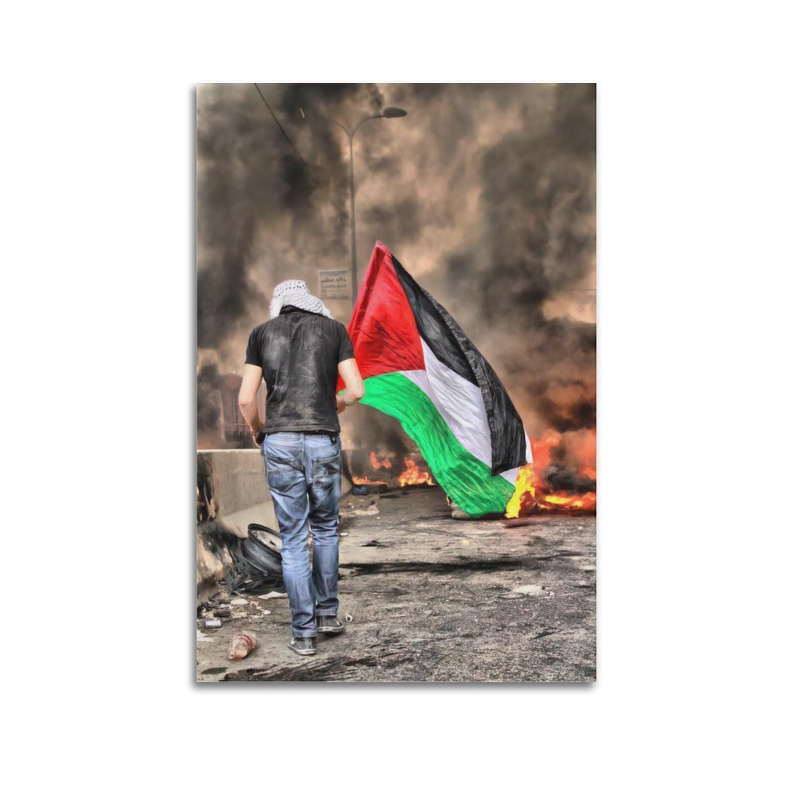 Qlls Unframe-Style Palestine War Poster Free Palestine Love Peace Decorative Canvas Family Bedroom Artwork Picture Painting 12X18inch(30X45cm)