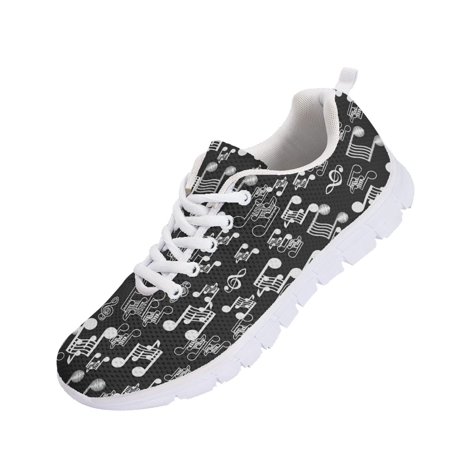 Scarpe da passeggio da donna, leggere, teschi, strisce etniche, mimetiche e comfort per la corsa, Note musicali., 43.5 EU