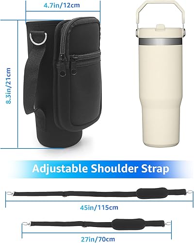 Miniatura 6 de Para vaso de paja Stanley Iceflow de 30 onzas, soporte para botella de agua, bolsa con correa, bolsillo para teléfonoaccesorios, añade asa para