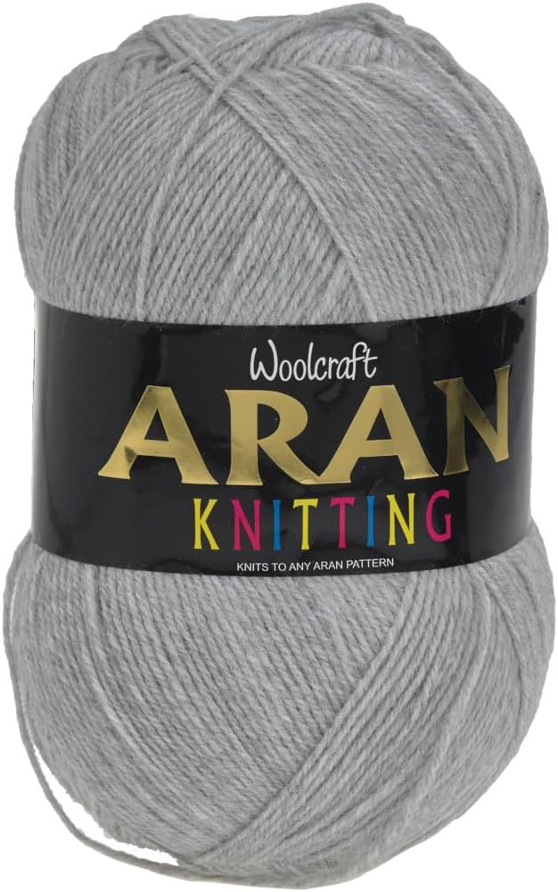 Aran 400g with Wool,Woolcraft Yarn, 30 Colour's (Silver 821)