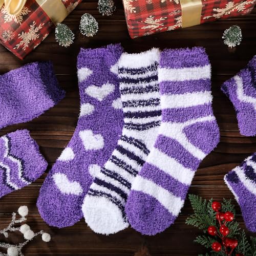 Image of Hoolerry 30 Pairs Christmas Fuzzy Socks in Bulk for Women Adult Men Gifts Fluffy Holiday Winter Socks Unisex Warm Crew Gifts