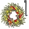 winemana 24 Inch Pre Lit Christmas Wreath with Hanger Timer Pine Cone and Red Berries Battery Operated 20 LED Lighted Artificial Wreath Decoration for Front Door Mantel Xmas Party