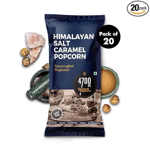4700BC Gourmet Popcorn, Himalayan Salt Caramel, Pouch, 300g/400g (Pack of 20) (Weight May Vary)