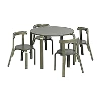 Vista 12 de ECR4Kids juego de mesa y silla de madera curvada y respaldo curvo, muebles para niños, natural, 5 piezas