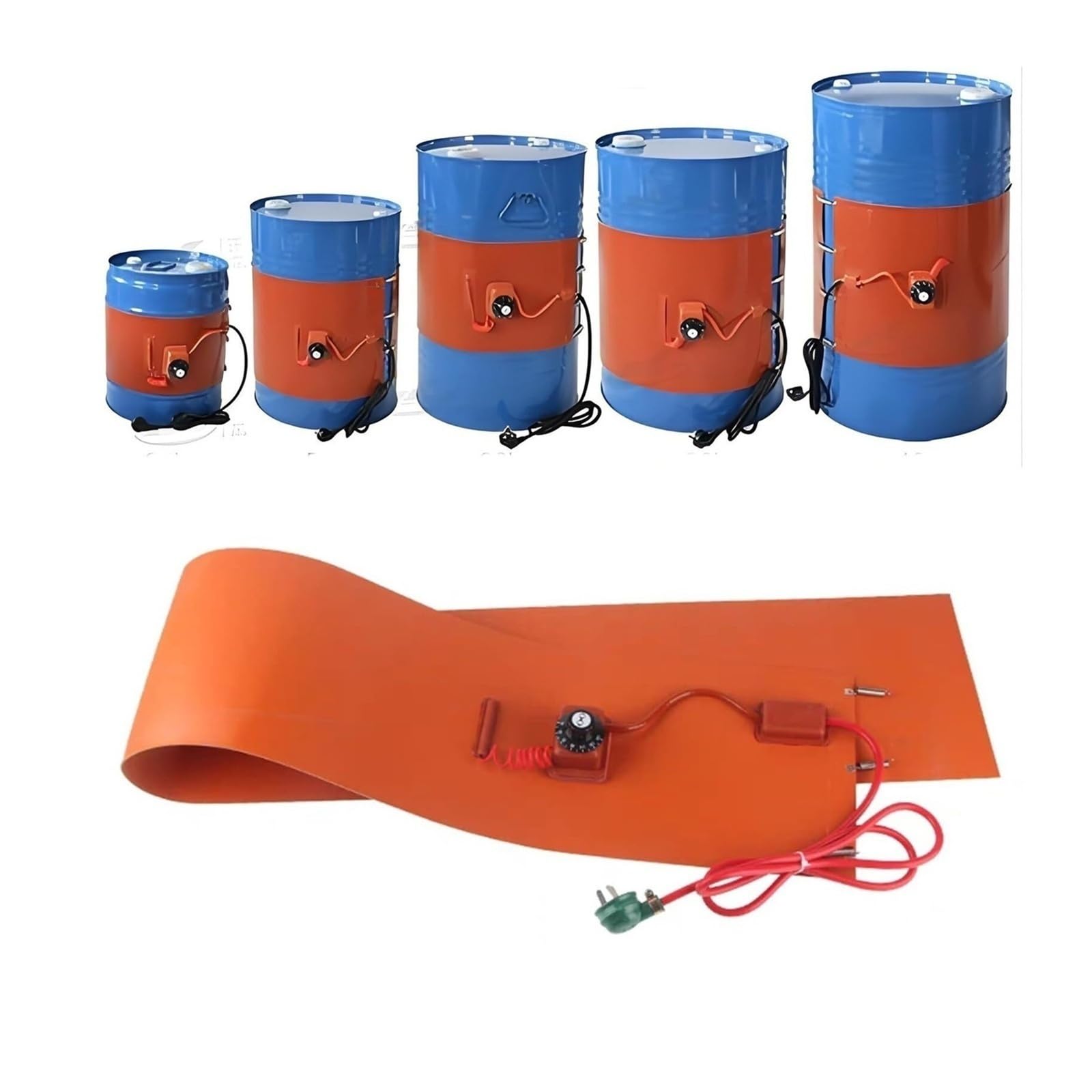 Fassheizband, Silikon Matte 55 Gallon mit Drehthermostat, Frostschutz fur Ventile Instrumente Fett und Schwerol Fassheizung Werkzeug(Digital Display,200L/3000W)