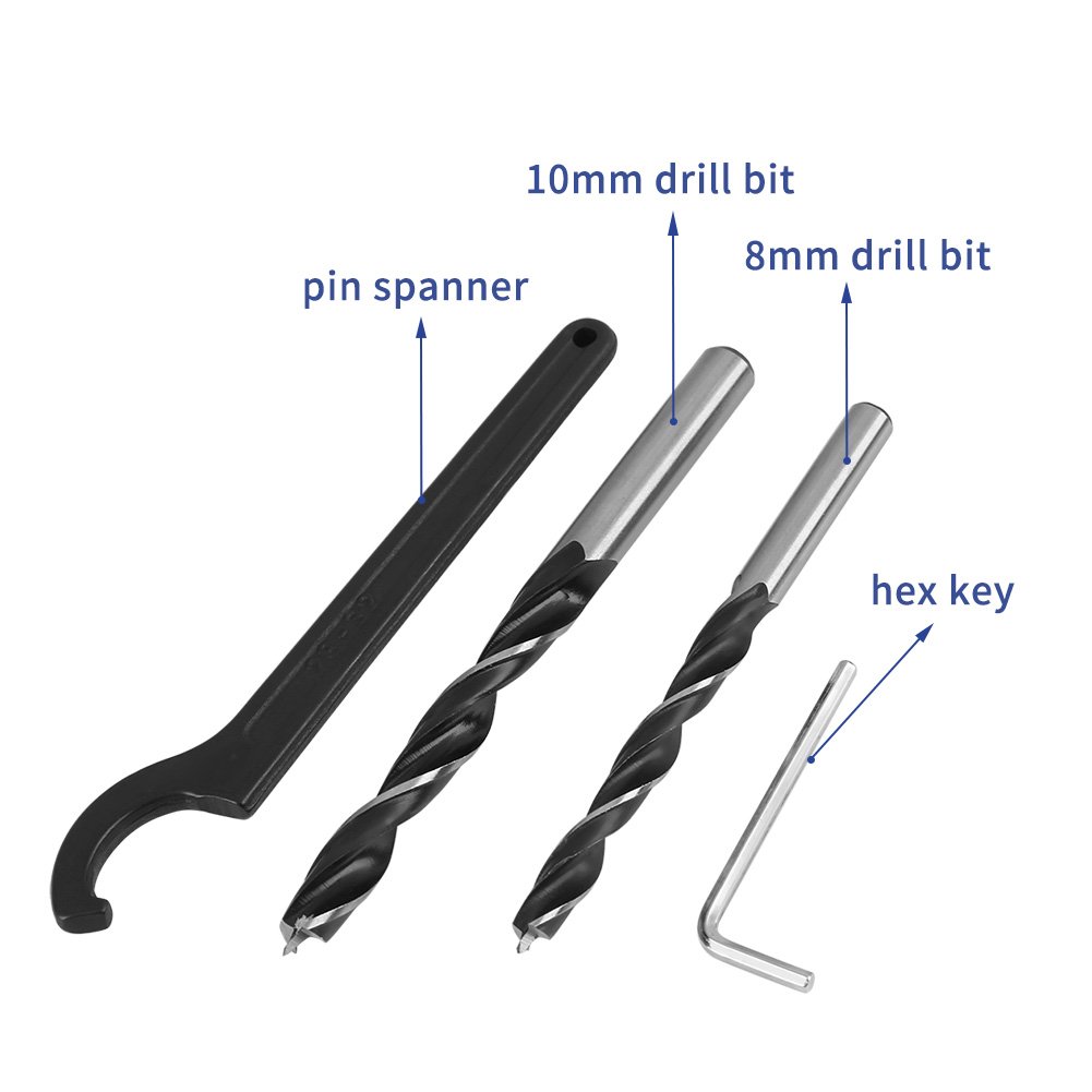 Narzędzie do obróbki drewna, instrukcja wiercenia otworów w kołkach drewnianych Jig Drill Bit Kit narzędzie do pozycjonowania stołu