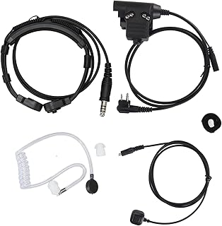 Fone de Ouvido Ajustável Com Microfone de Garganta Walkie Talkie 7,1 Mm Plugue Com Dedo PTT Portátil Tático Microfone de Garganta Fone de Ouvido Walkie Talkies Rádio 2 Vias
